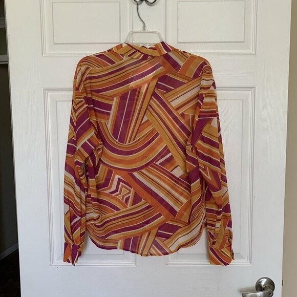 Flying Tomato Retro Button Top Sheer Blouse Women’s Size Small Orange Pink NWT - Picture 4 of 8